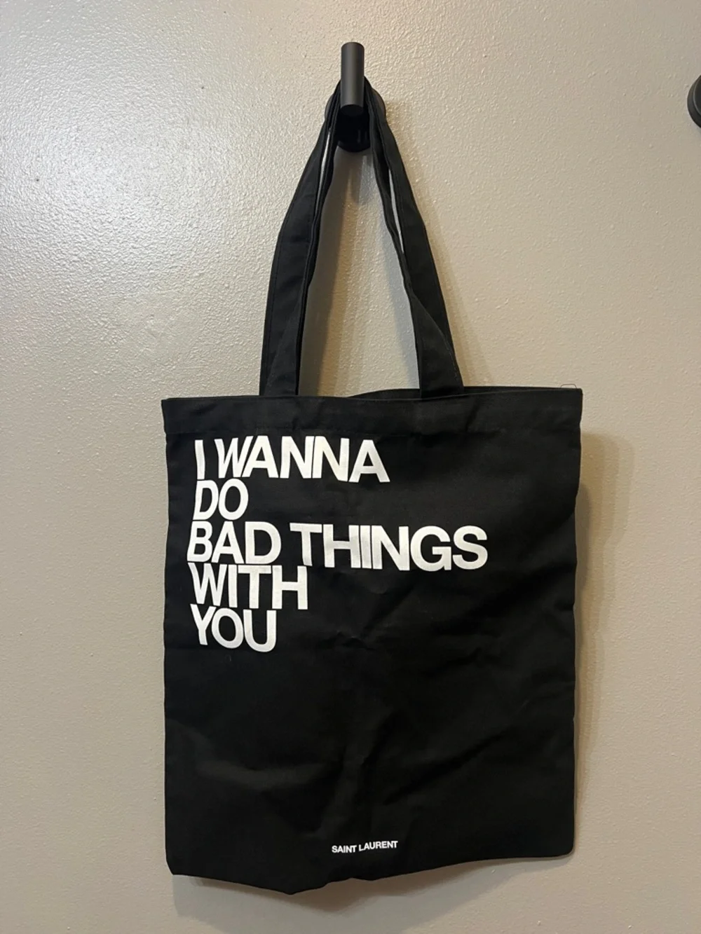 Saint Laurent Rive Droite "I Wanna Do Bad Things With You" tote bag black YSL - Picture 3 of 5
